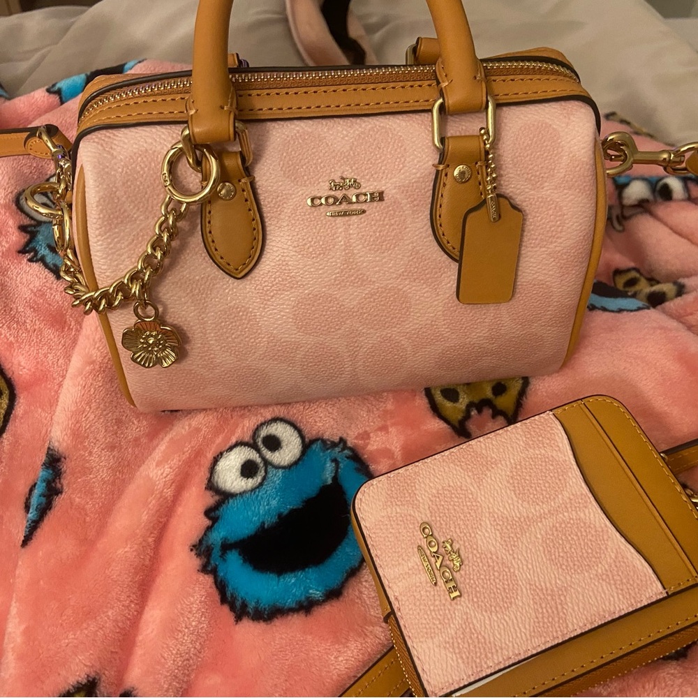 COACH  powder pink mini Rowan and wallet bundle